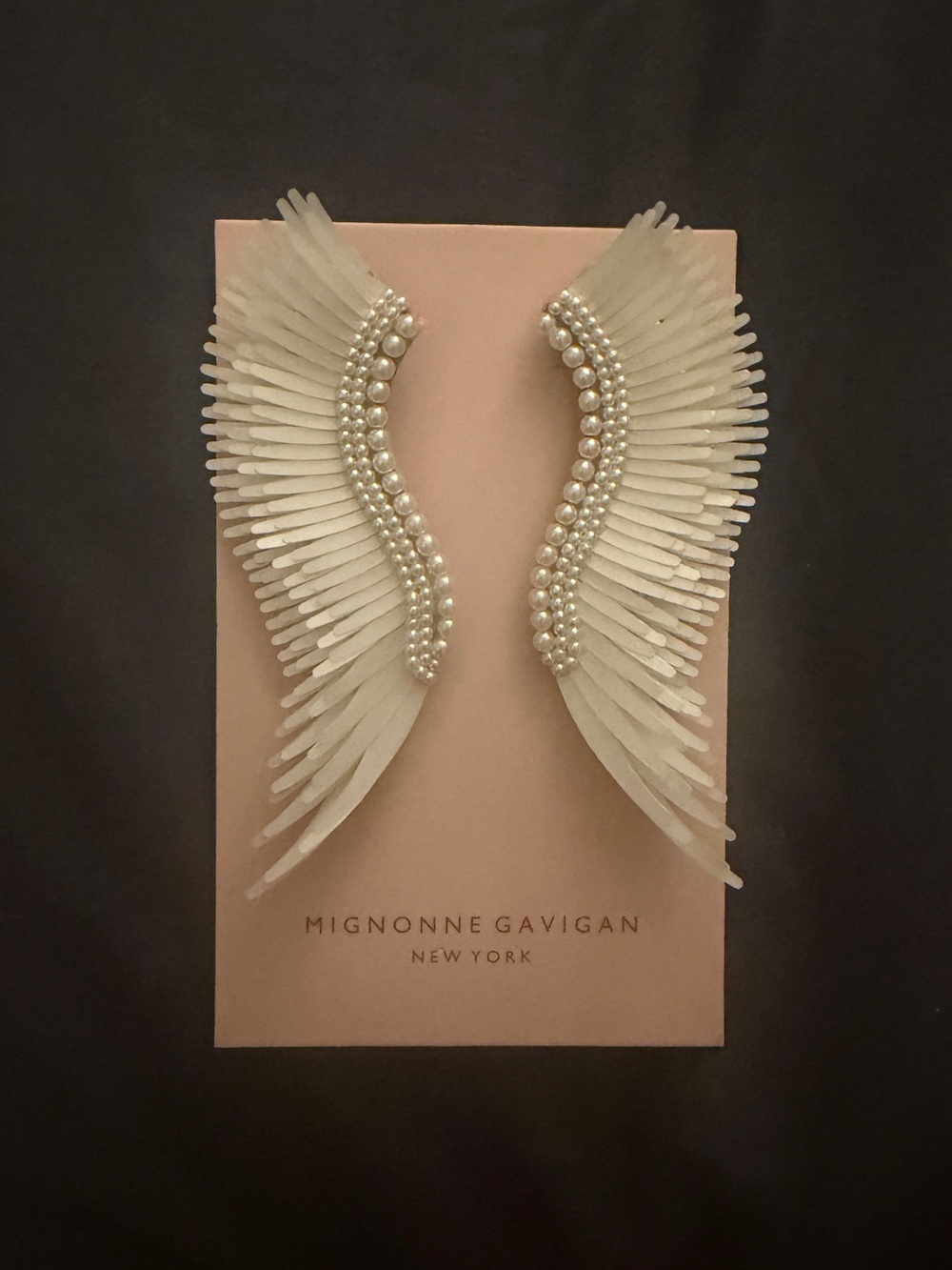 Mignonne Gavigan Wing Earrings Silver and White
